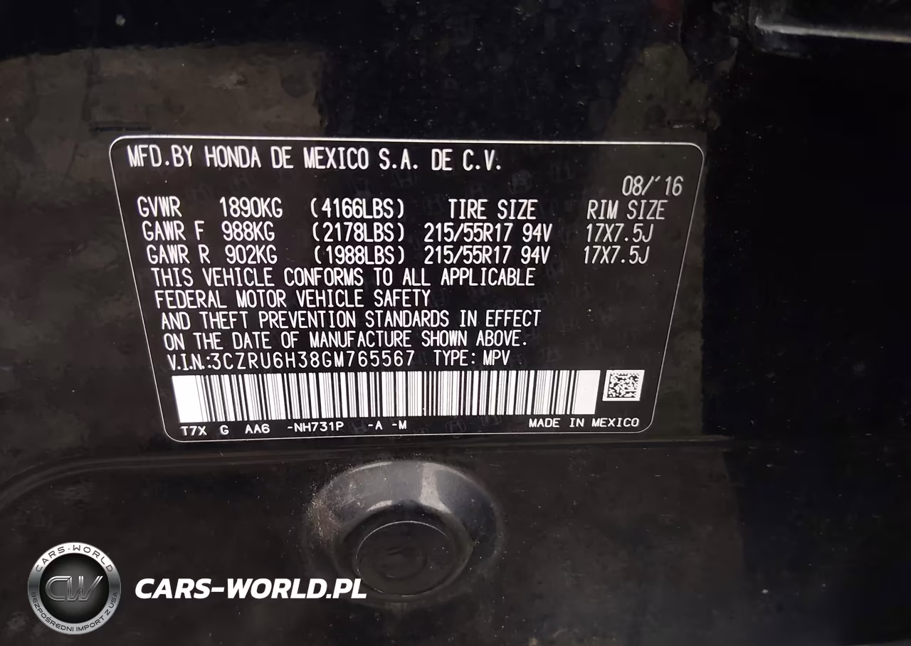 2016 Honda Hr-V Lx VIN:3CZRU6H38GM765567 - 9