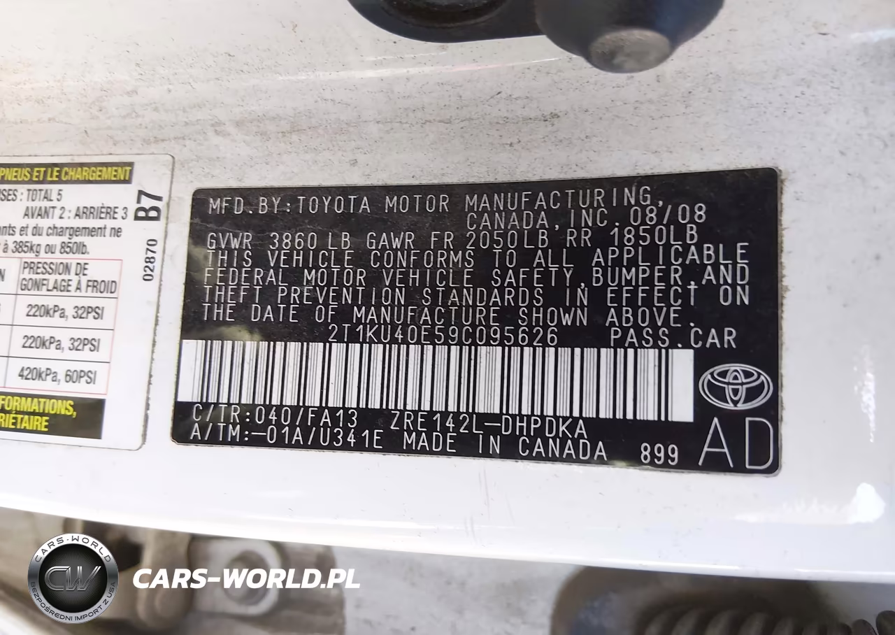 2009 Toyota Matrix VIN:2T1KU40E59C095626 - 9
