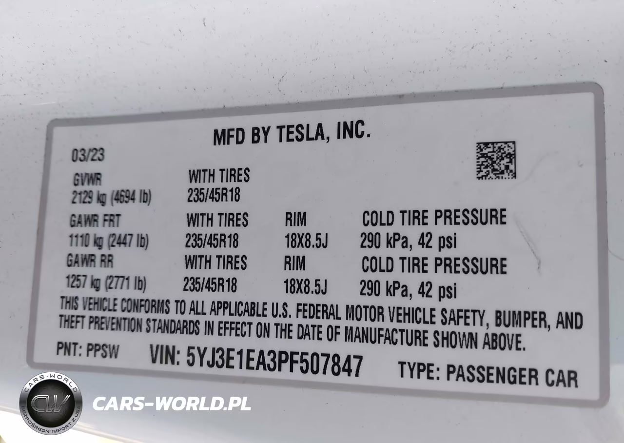 2023 Tesla Model 3 Rear-Wheel Drive VIN:5YJ3E1EA3PF507847 - 9