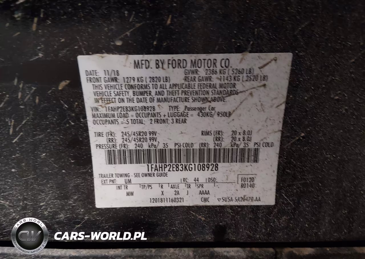 2019 Ford Taurus Sel VIN:1FAHP2E83KG108928 - 9