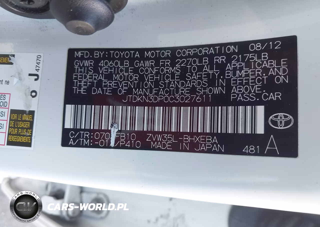 2012 Toyota Prius Plug-In VIN:JTDKN3DP0C3027611 - 9