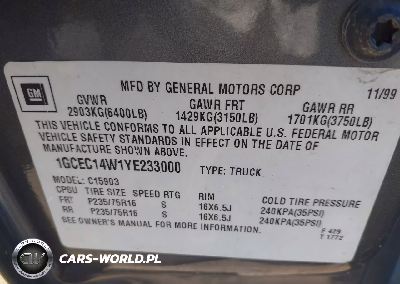2000 Chevrolet Silverado 1500 VIN:1GCEC14W1YE233000 - 9