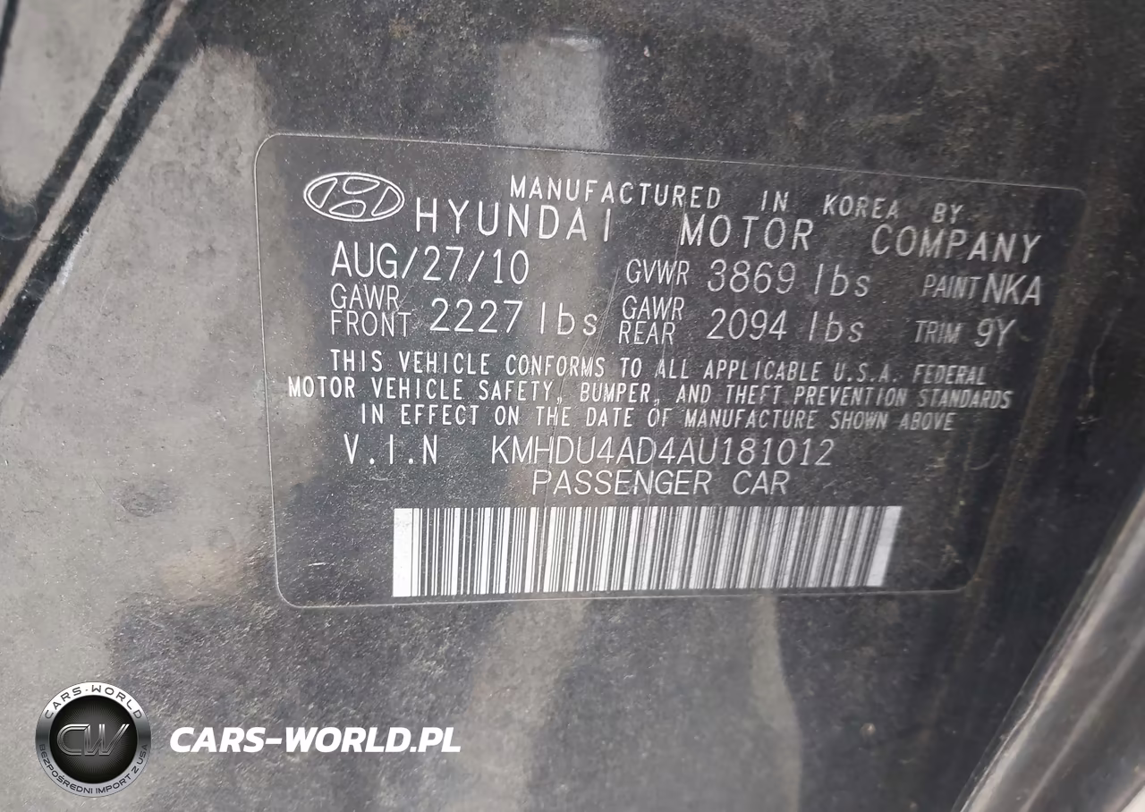 2010 Hyundai Elantra Gls VIN:KMHDU4AD4AU181012 - 9