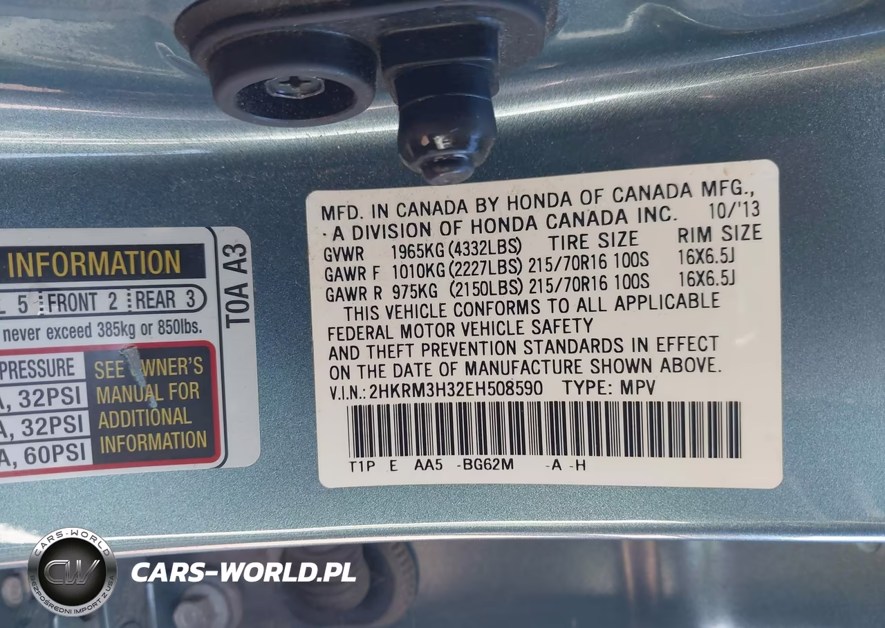 2014 Honda Cr-V Lx VIN:2HKRM3H32EH508590 - 9