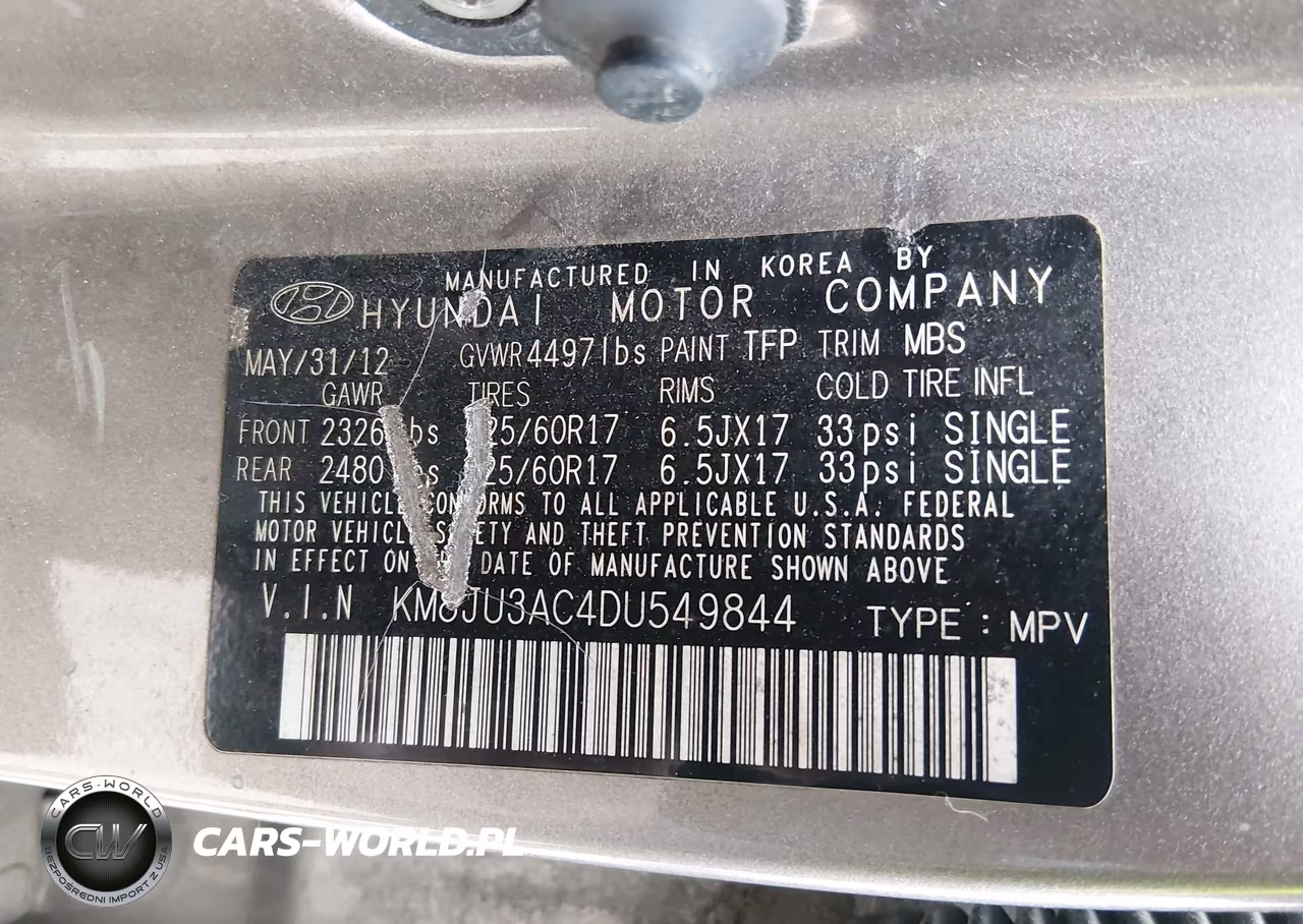 2013 Hyundai Tucson Gls VIN:KM8JU3AC4DU549844 - 9