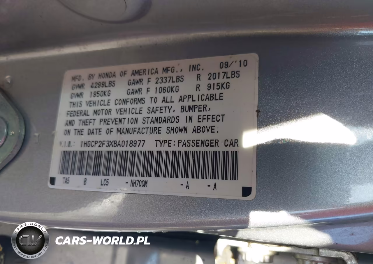 2011 Honda Accord 2.4 Lx VIN:1HGCP2F3XBA018977 - 9