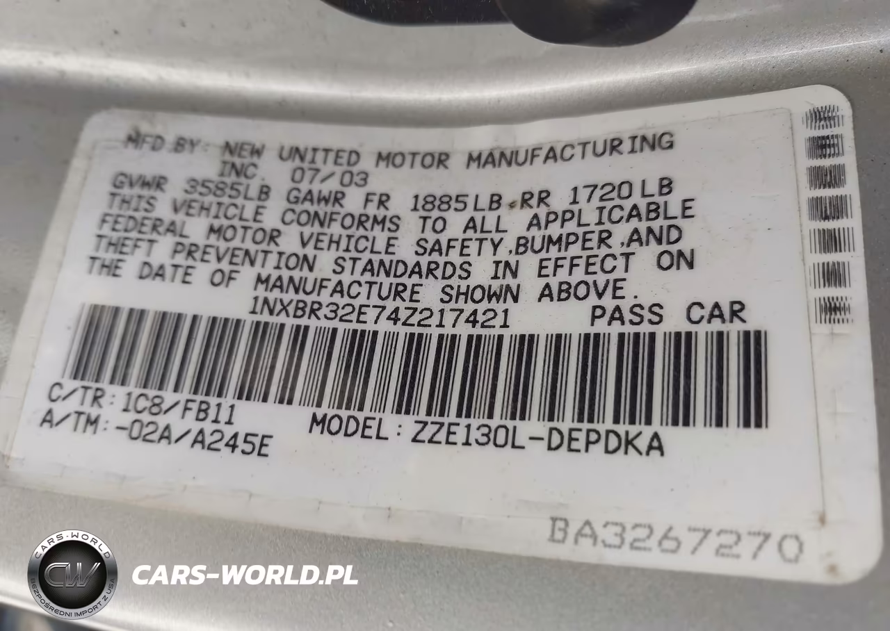2004 Toyota Corolla Ce VIN:1NXBR32E74Z217421 - 9