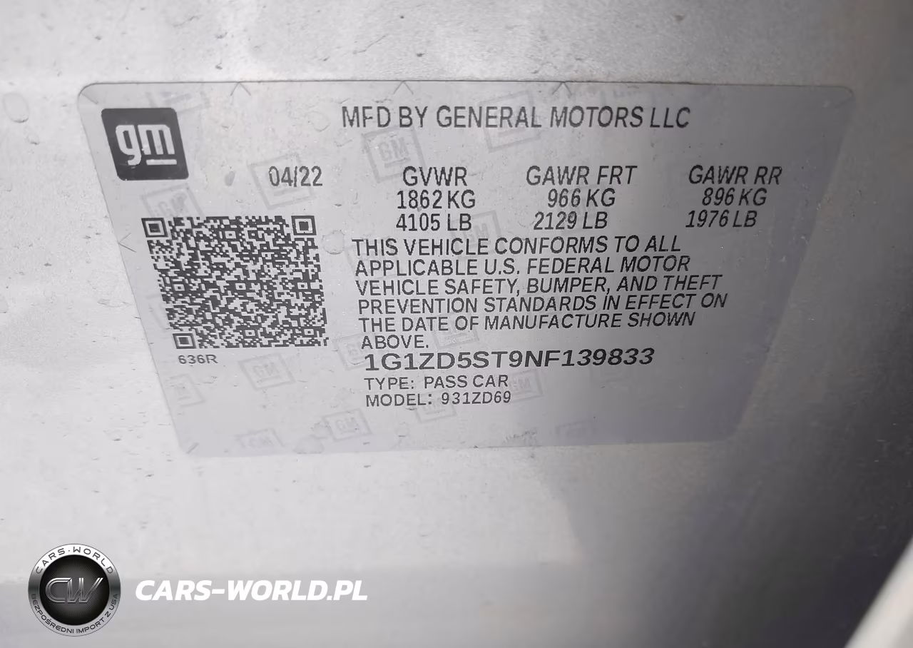 2022 Chevrolet Malibu Fwd Lt VIN:1G1ZD5ST9NF139833 - 9