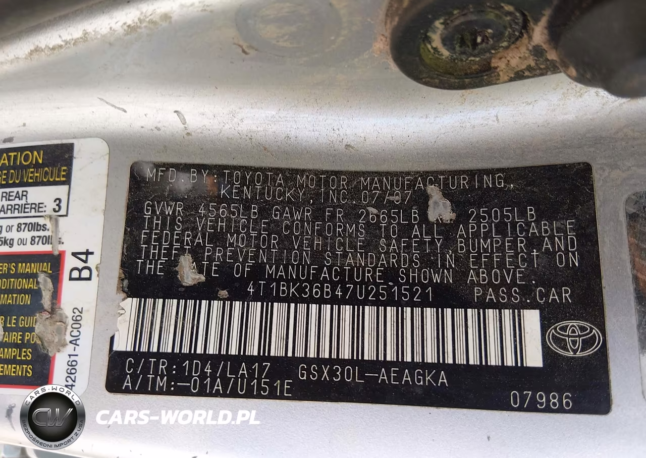 2007 Toyota Avalon Xls VIN:4T1BK36B47U251521 - 9