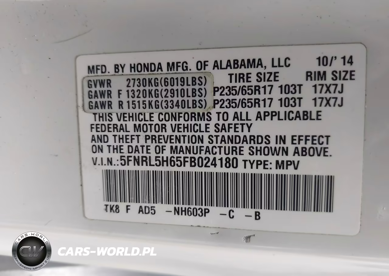 2015 Honda Odyssey Ex-L VIN:5FNRL5H65FB024180 - 9