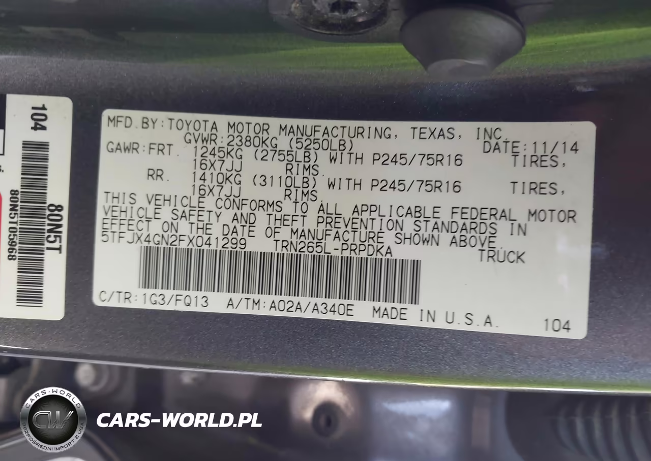 2015 Toyota Tacoma Prerunner VIN:5TFJX4GN2FX041299 - 9