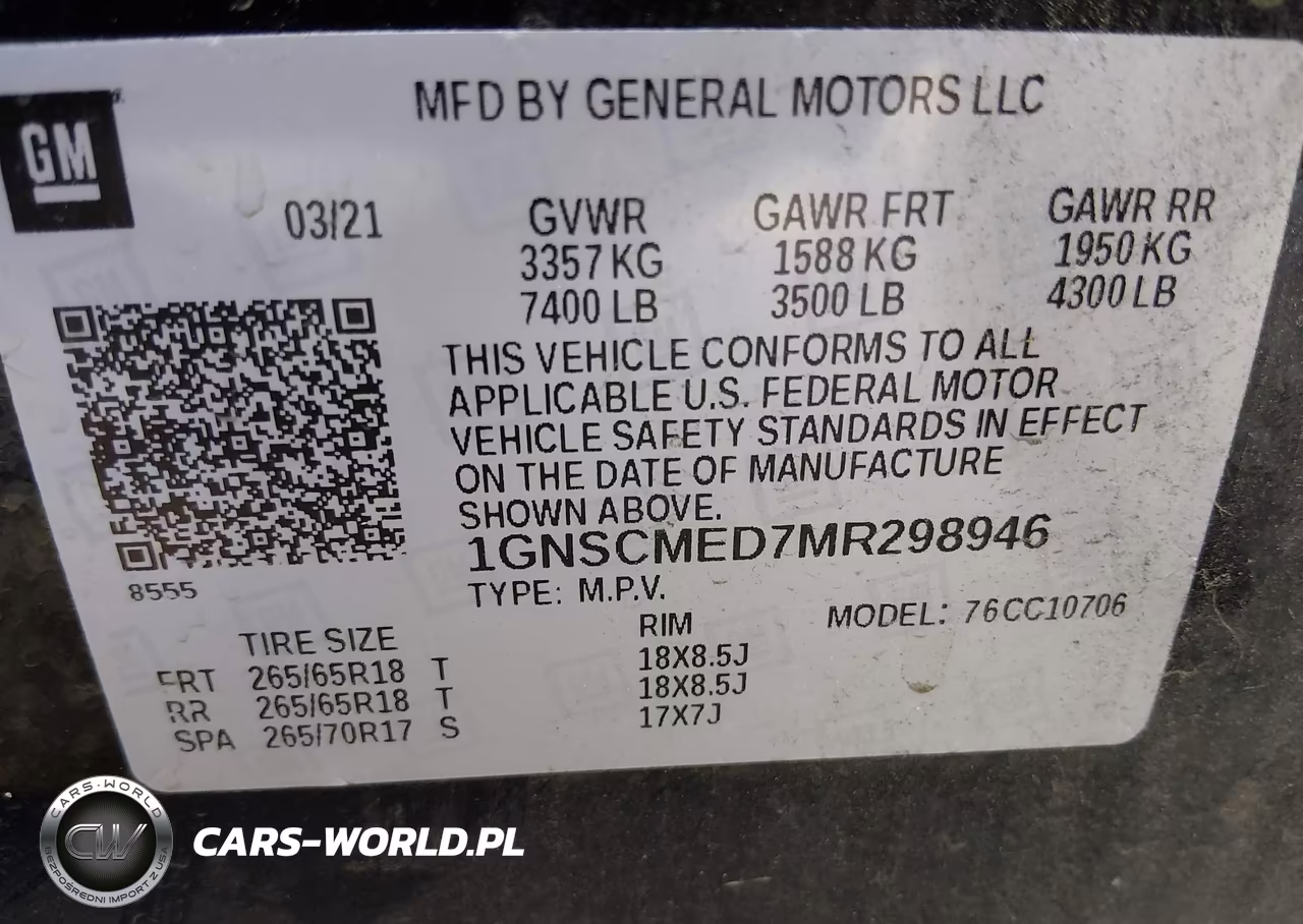 2021 Chevrolet Tahoe 2Wd Ls VIN:1GNSCMED7MR298946 - 9