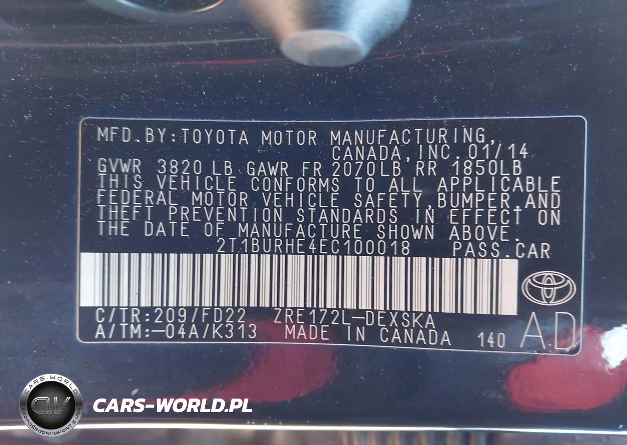 2014 Toyota Corolla S Plus VIN:2T1BURHE4EC100018 - 9