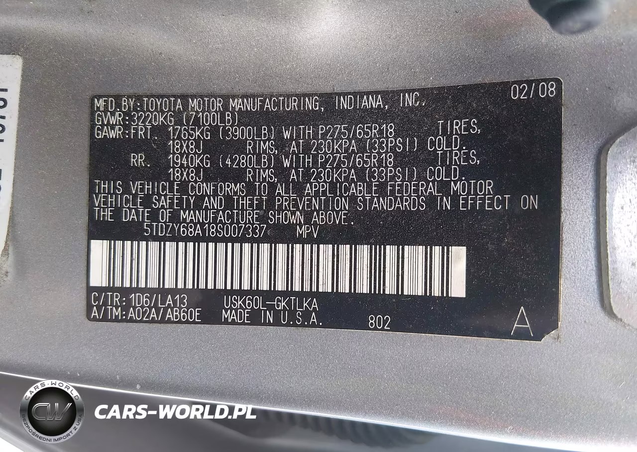 2008 Toyota Sequoia Limited 5.7L V8 VIN:5TDZY68A18S007337 - 9