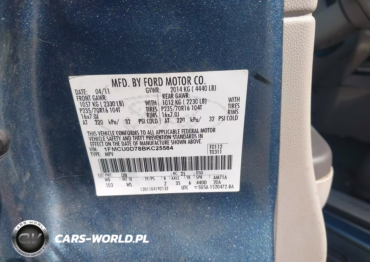 2011 Ford Escape Xlt VIN:1FMCU0D78BKC25584 - 9