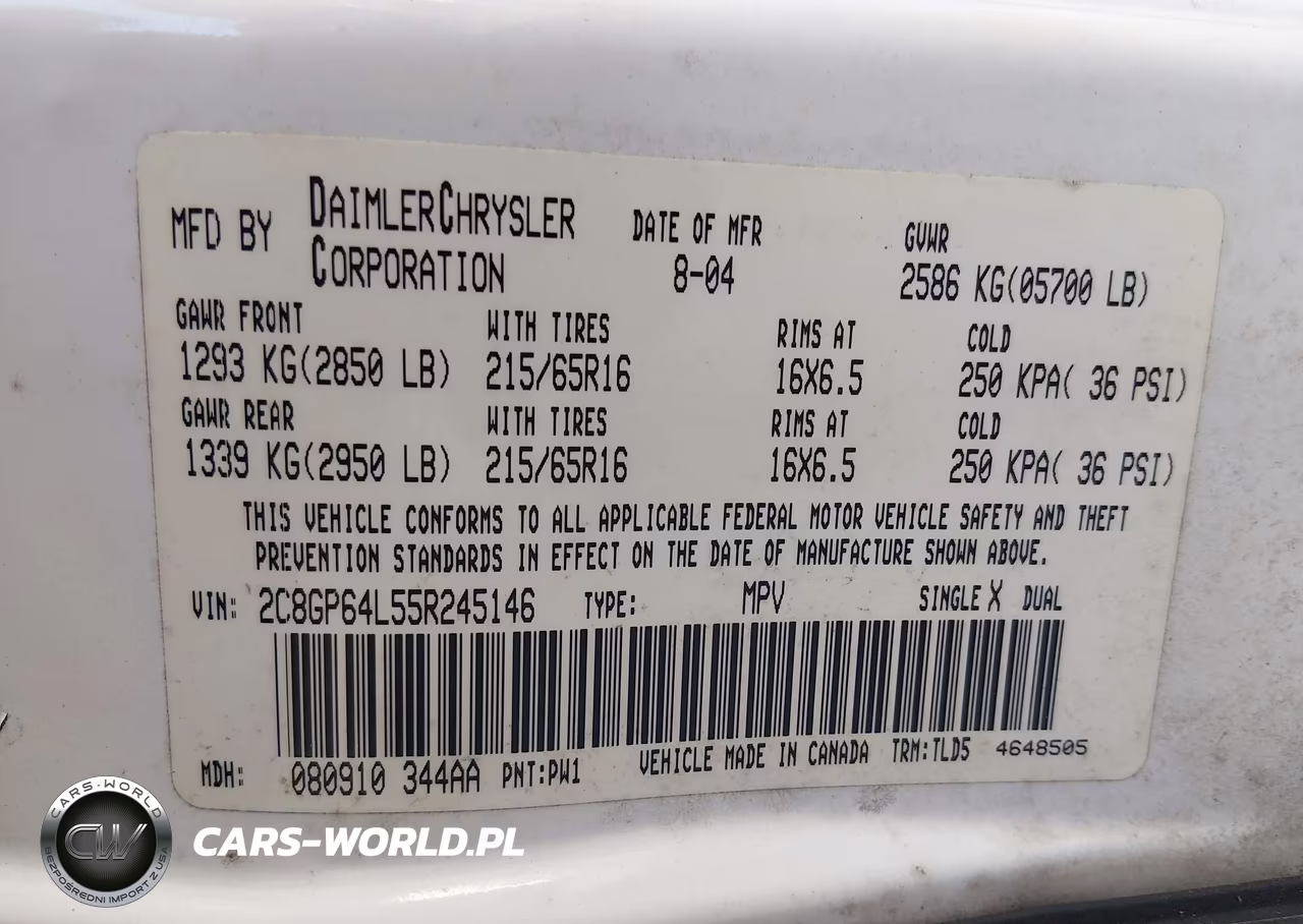 2005 Chrysler Town & Country Limited VIN:2C8GP64L55R245146 - 9