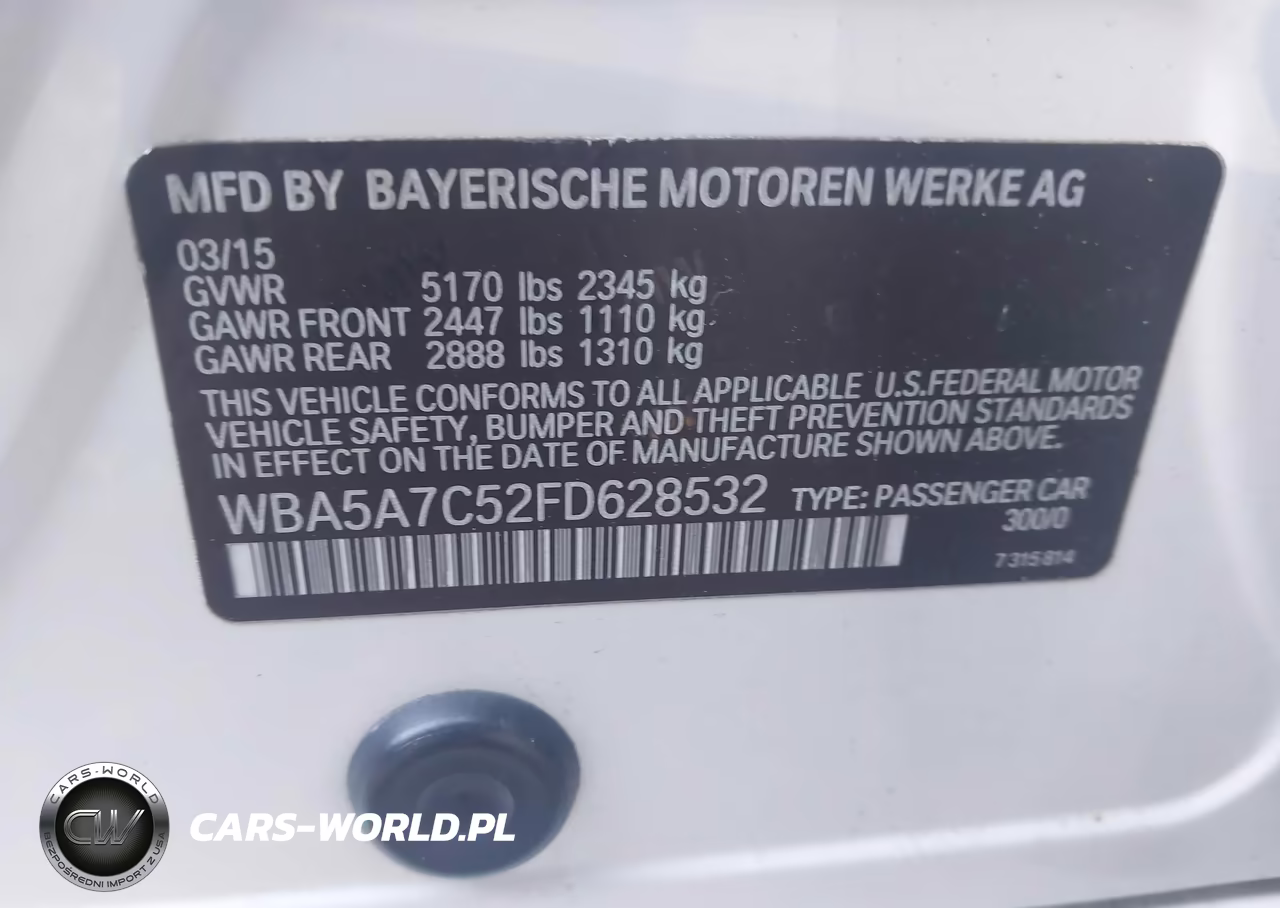 2015 BMW 528I xDrive VIN:WBA5A7C52FD628532 - 9