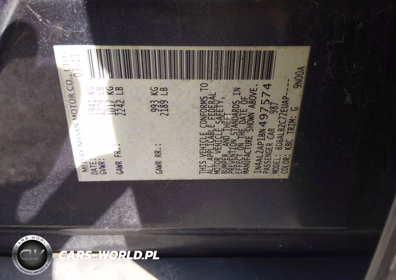 2011 Nissan Altima 2.5 S VIN:1N4AL2AP1BN497574 - 9