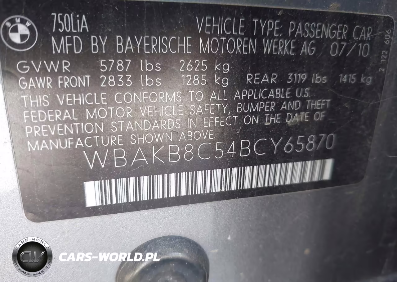 2011 BMW 750Li VIN:WBAKB8C54BCY65870 - 9