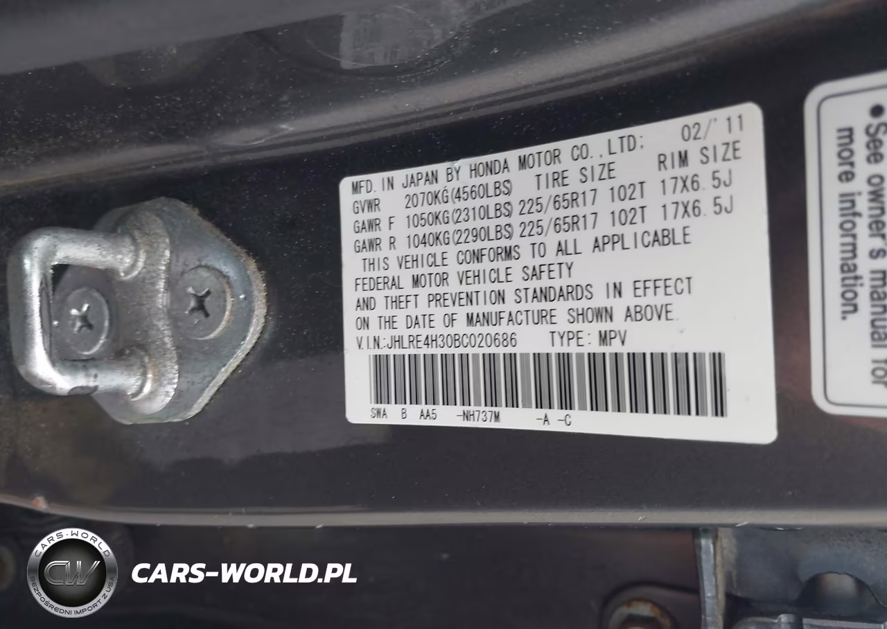 2011 Honda Cr-V Lx VIN:JHLRE4H30BC020686 - 9