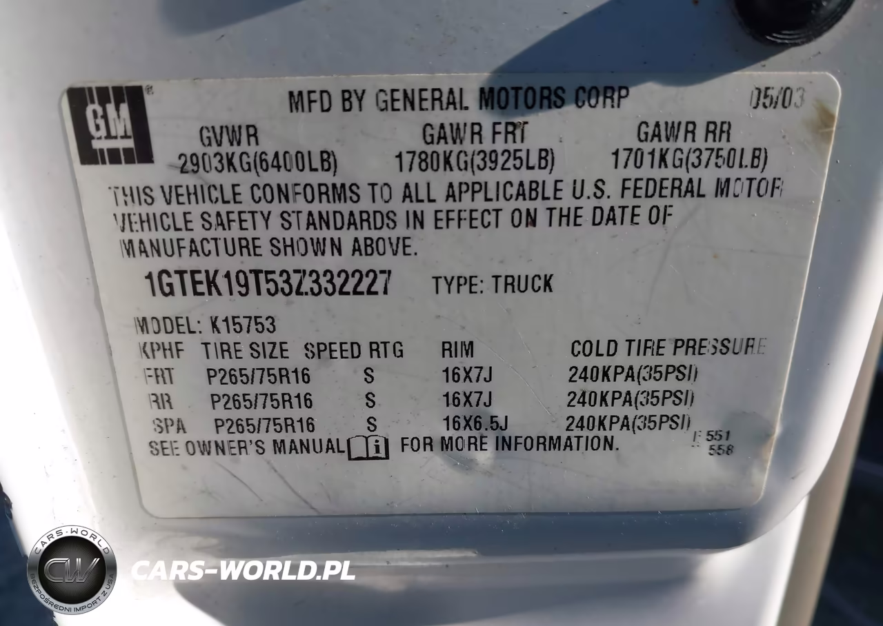 2003 GMC Sierra 1500 Slt VIN:1GTEK19T53Z332227 - 9