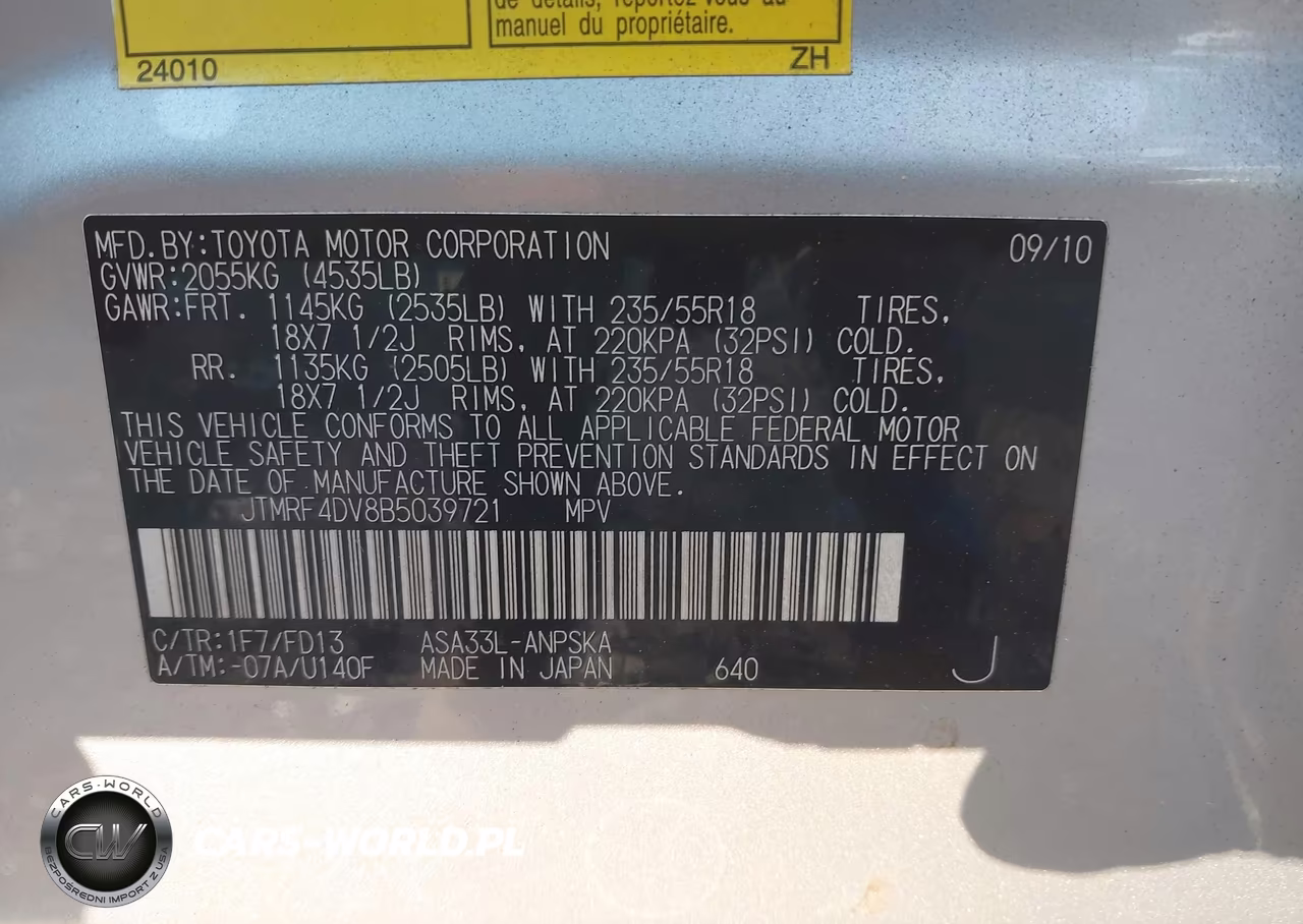 2011 Toyota Rav4 Sport VIN:JTMRF4DV8B5039721 - 9