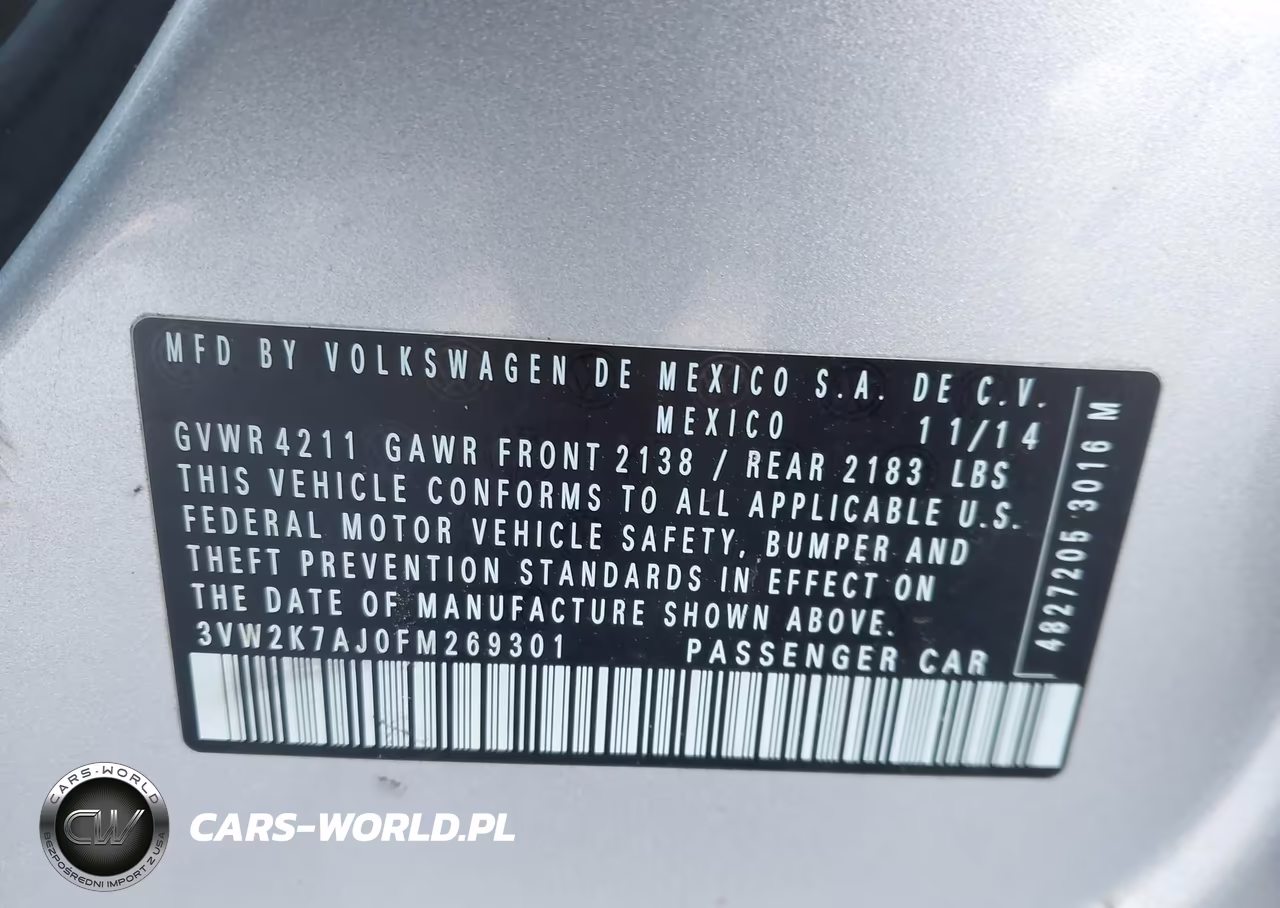 2015 Volkswagen Jetta 2.0L S VIN:3VW2K7AJ0FM269301 - 9