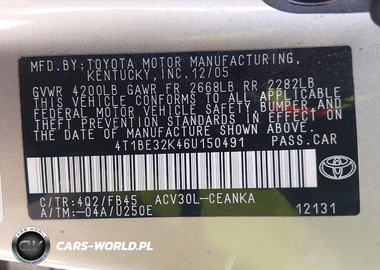 2006 Toyota Camry Le VIN:4T1BE32K46U150491 - 9