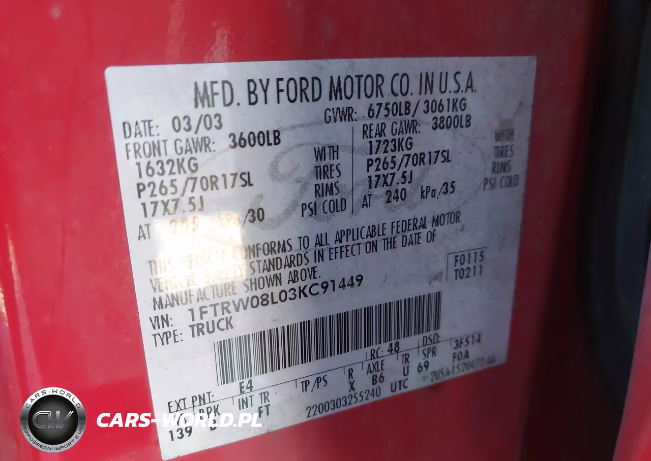 2003 Ford F-150 Lariat-Xlt VIN:1FTRW08L03KC91449 - 9