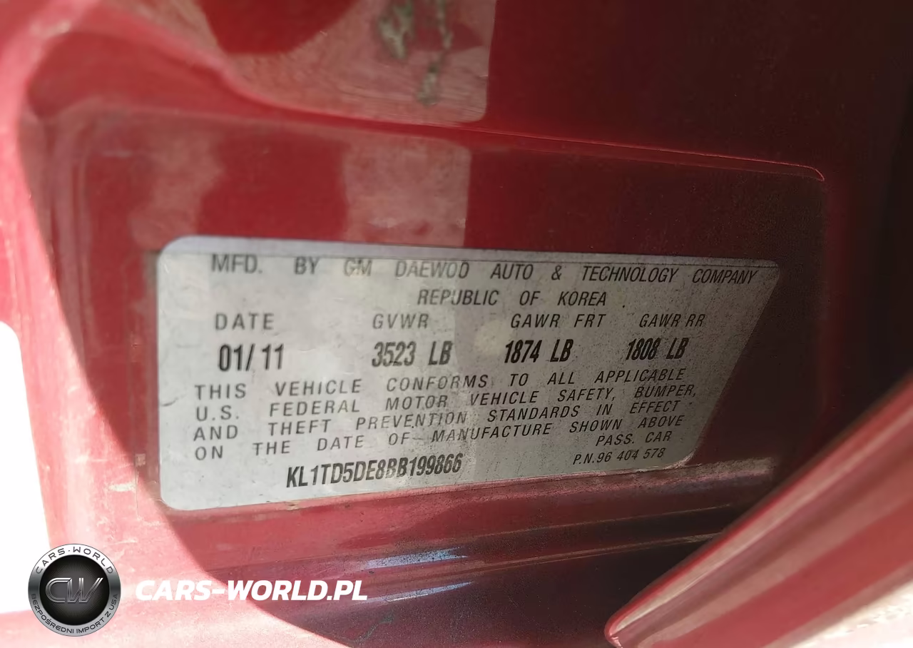 2011 Chevrolet Aveo 1Lt VIN:KL1TD5DE8BB199866 - 9