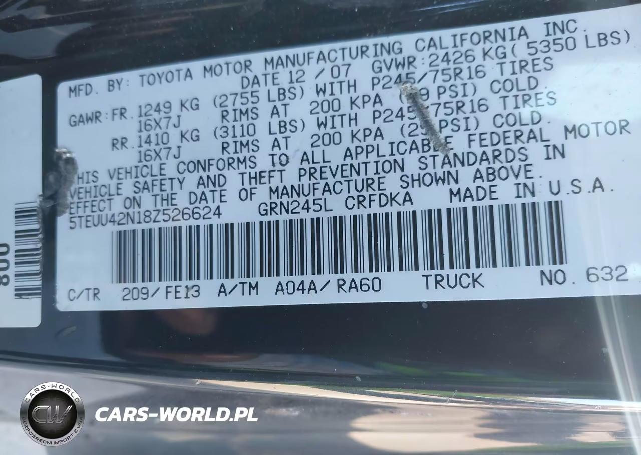 2008 Toyota Tacoma Base V6 VIN:5TEUU42N18Z526624 - 9