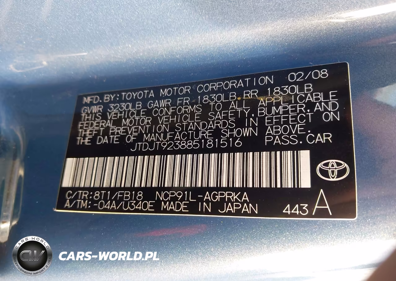 2008 Toyota Yaris VIN:JTDJT923885181516 - 9