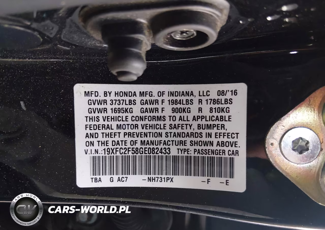 2016 Honda Civic Lx VIN:19XFC2F58GE082433 - 9