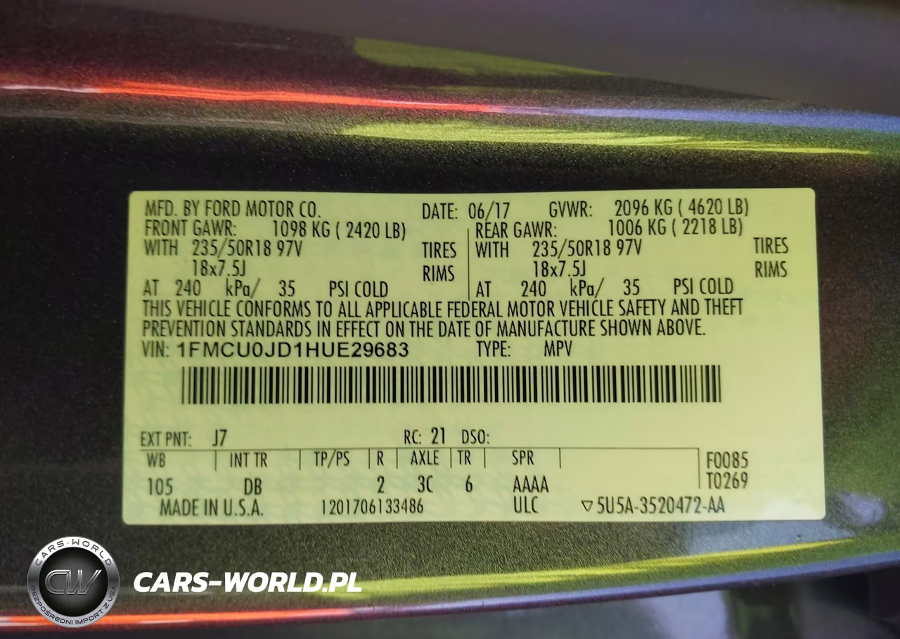 2017 Ford Escape Titanium VIN:1FMCU0JD1HUE29683 - 9