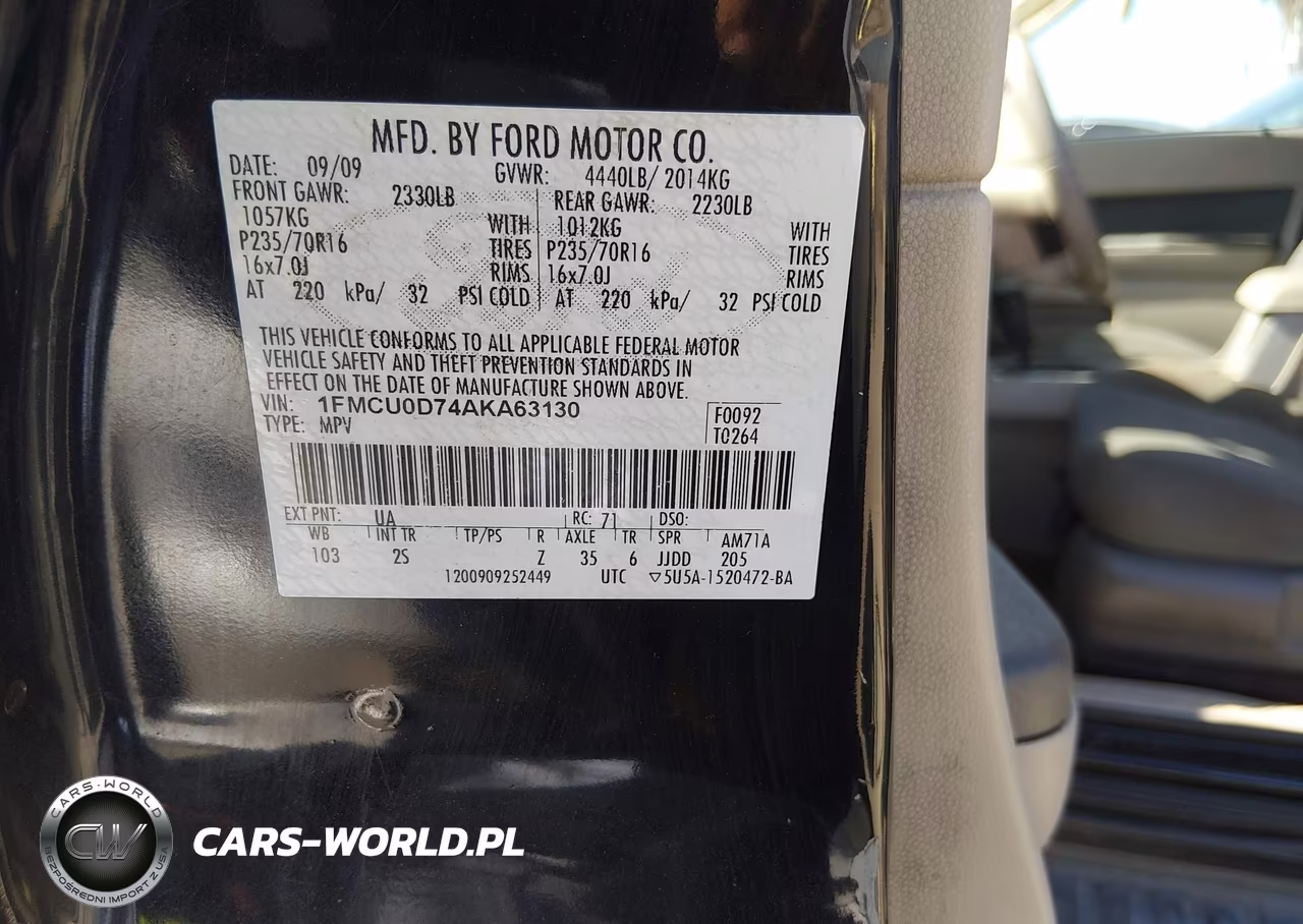 2010 Ford Escape Xlt VIN:1FMCU0D74AKA63130 - 9
