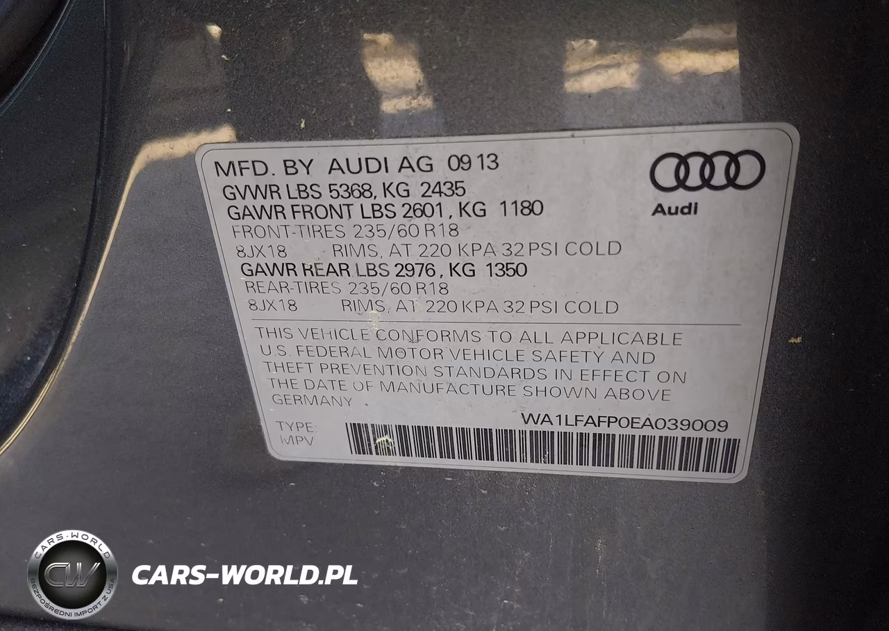 2014 Audi Q5 2.0T Premium VIN:WA1LFAFP0EA039009 - 9