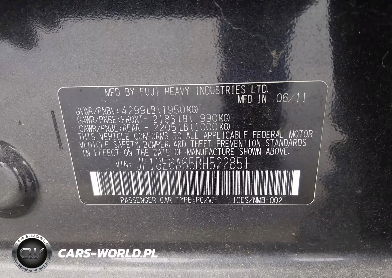 2011 Subaru Impreza 2.5I VIN:JF1GE6A65BH522851 - 9