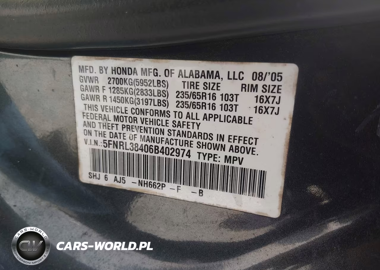2006 Honda Odyssey Ex VIN:5FNRL38406B402974 - 9