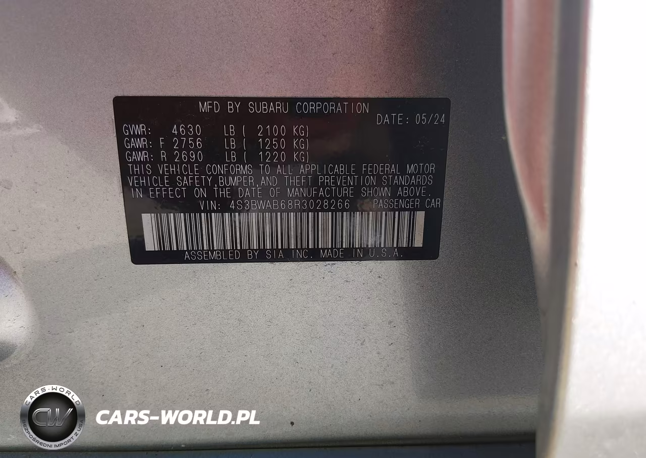 2024 Subaru Legacy VIN:4S3BWAB68R3028266 - 9