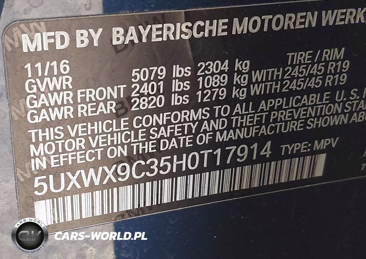 2017 BMW X3 xDrive28I VIN:5UXWX9C35H0T17914 - 9