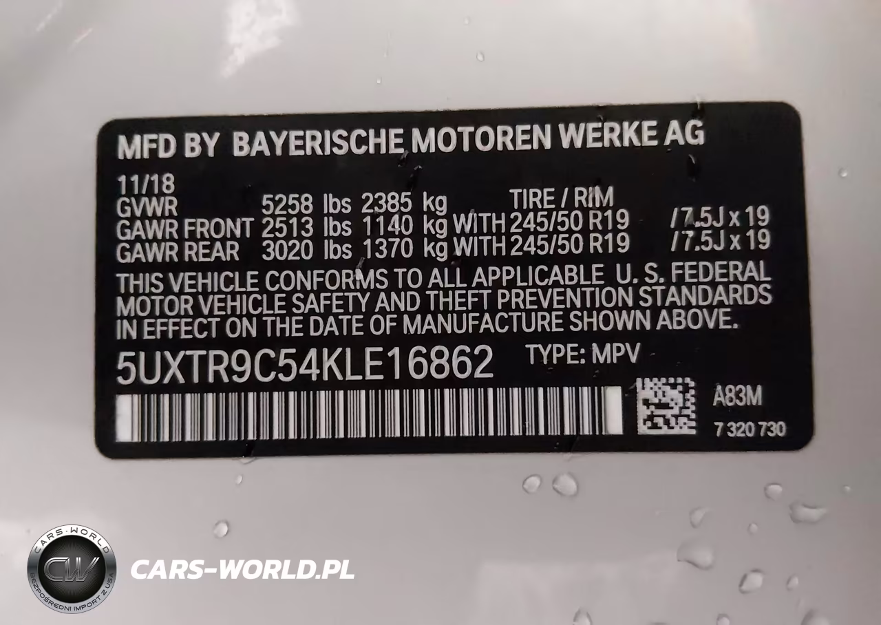 2019 BMW X3 xDrive30I VIN:5UXTR9C54KLE16862 - 9