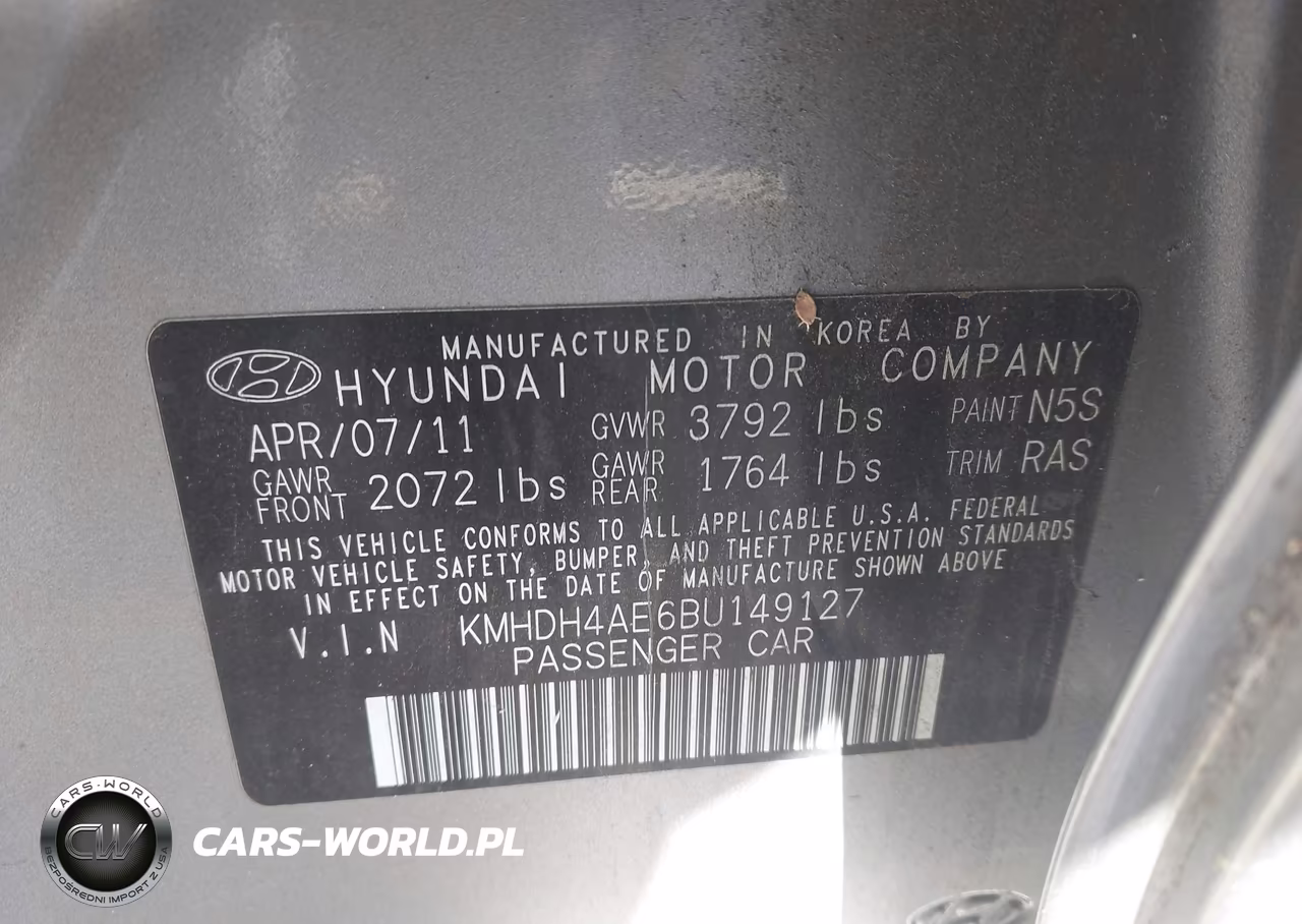 2011 Hyundai Elantra Gls (Ulsan Plant) VIN:KMHDH4AE6BU149127 - 9