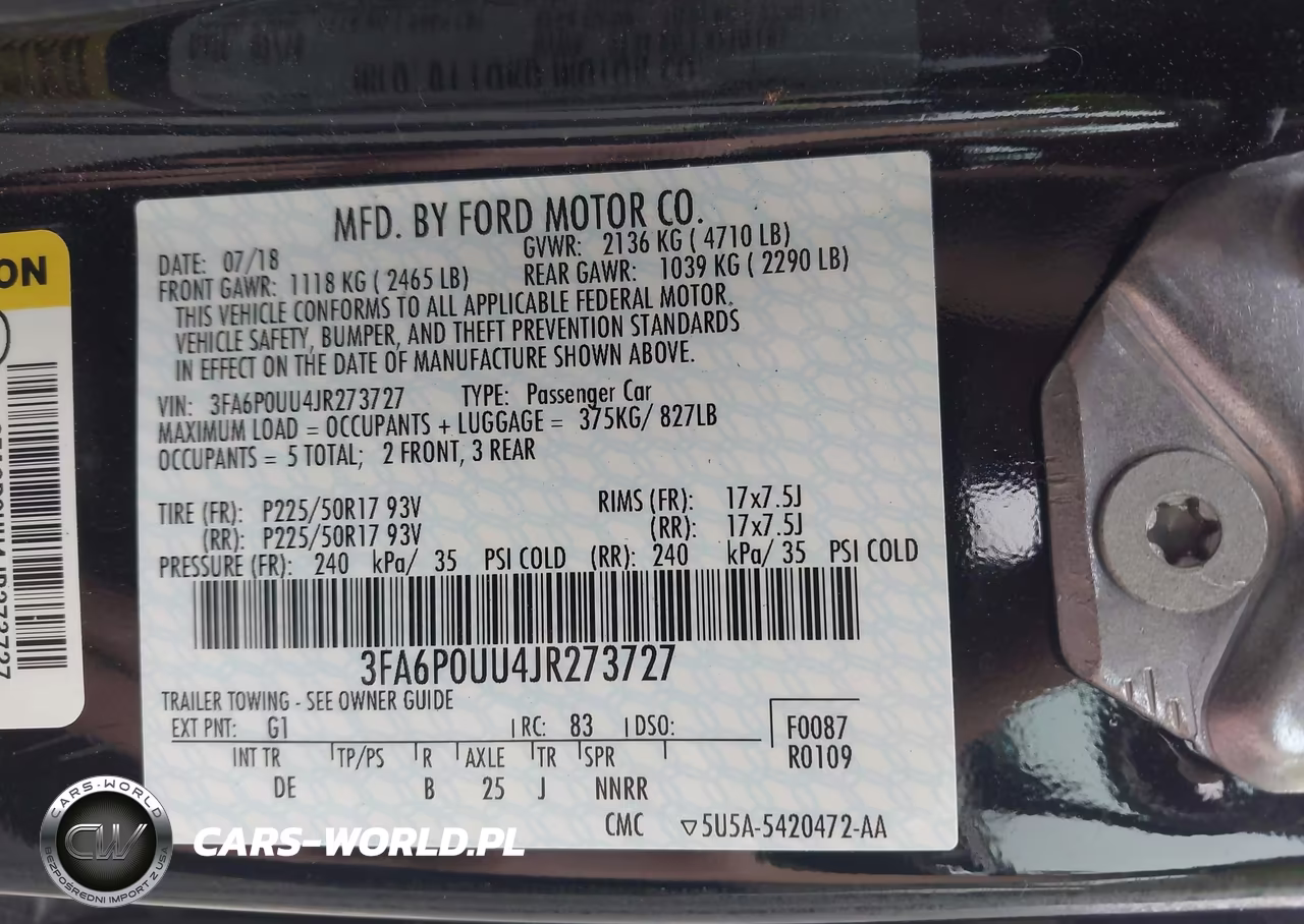 2018 Ford Fusion Hybrid S VIN:3FA6P0UU4JR273727 - 9