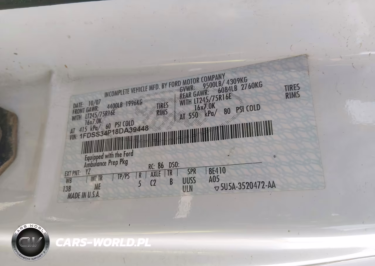 2008 Ford Econoline E350 Super Duty Van VIN:1FDSS34P18DA39448 - 9