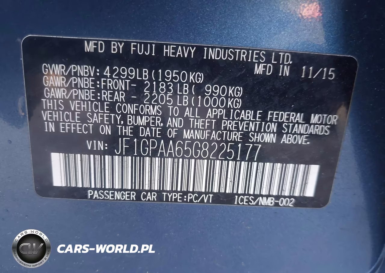2016 Subaru Impreza VIN:JF1GPAA65G8225177 - 9