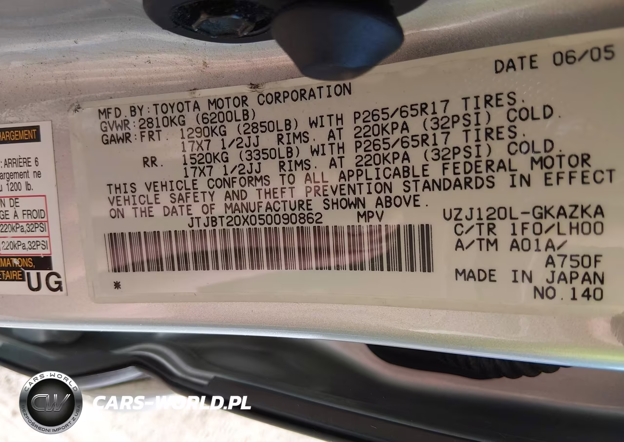 2005 Lexus Gx 470 VIN:JTJBT20X050090862 - 9