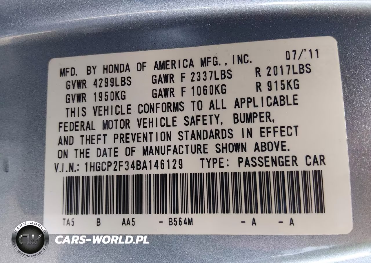 2011 Honda Accord 2.4 Lx VIN:1HGCP2F34BA146129 - 9