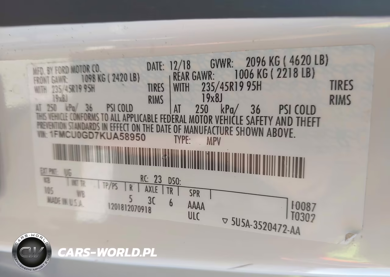 2019 Ford Escape Se VIN:1FMCU0GD7KUA58950 - 9