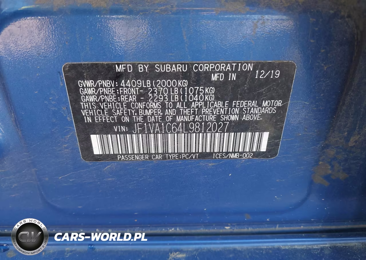 2020 Subaru Wrx Premium VIN:JF1VA1C64L9812027 - 9