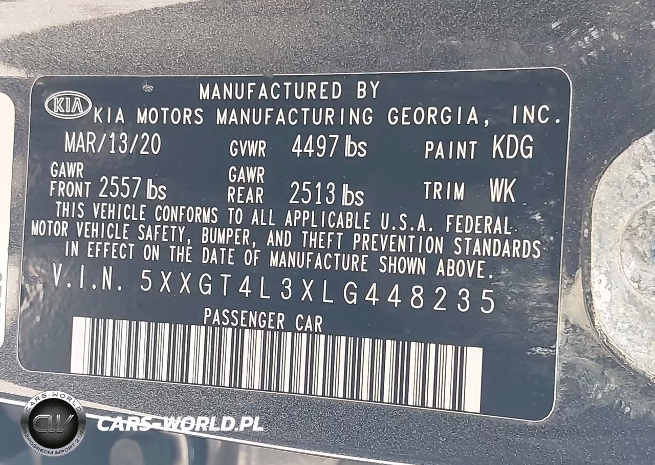 2020 Kia Optima Se VIN:5XXGT4L3XLG448235 - 9
